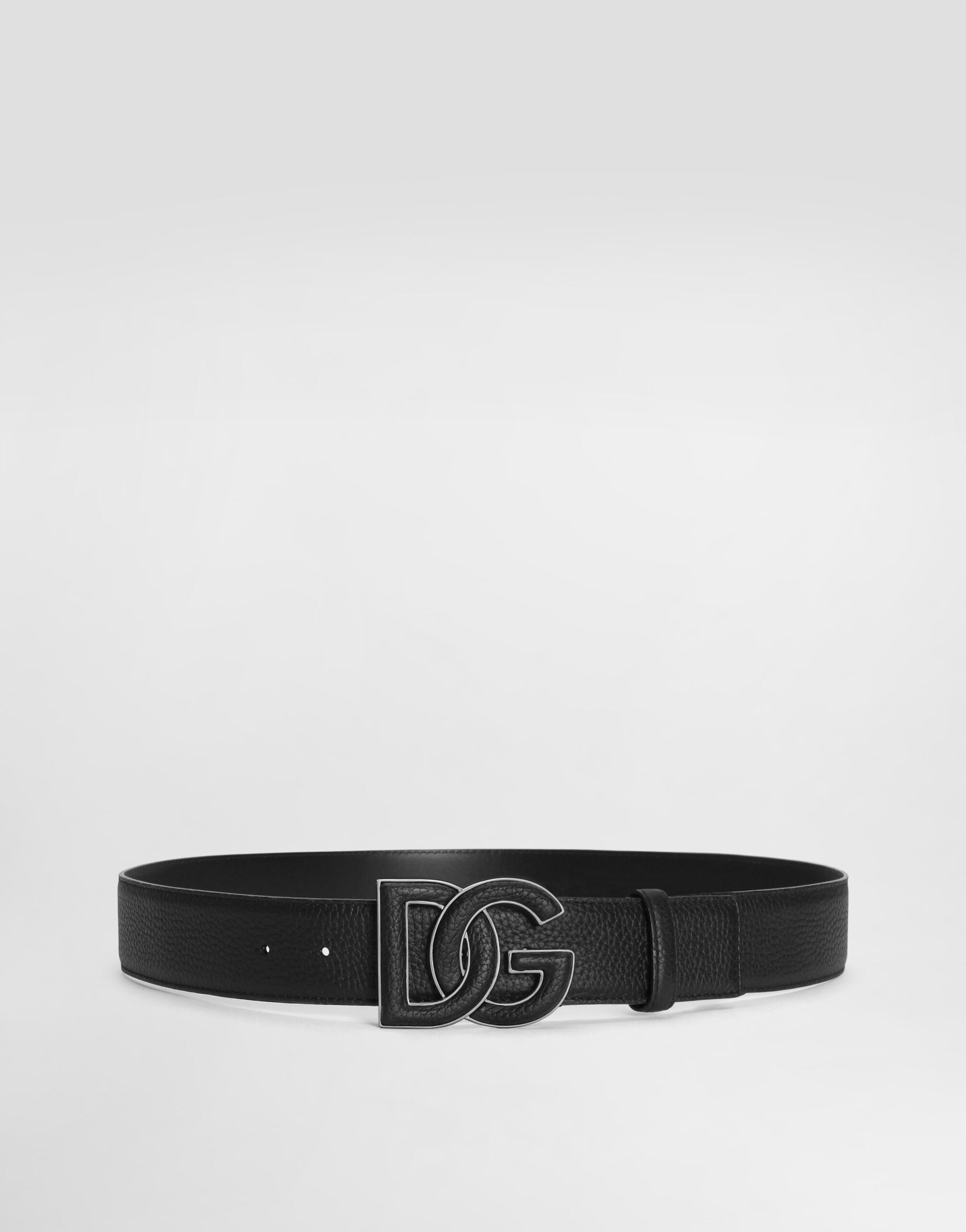 Dolce & Gabbana Deerskin-print calfskin belt with logo print Black BC4646AX622