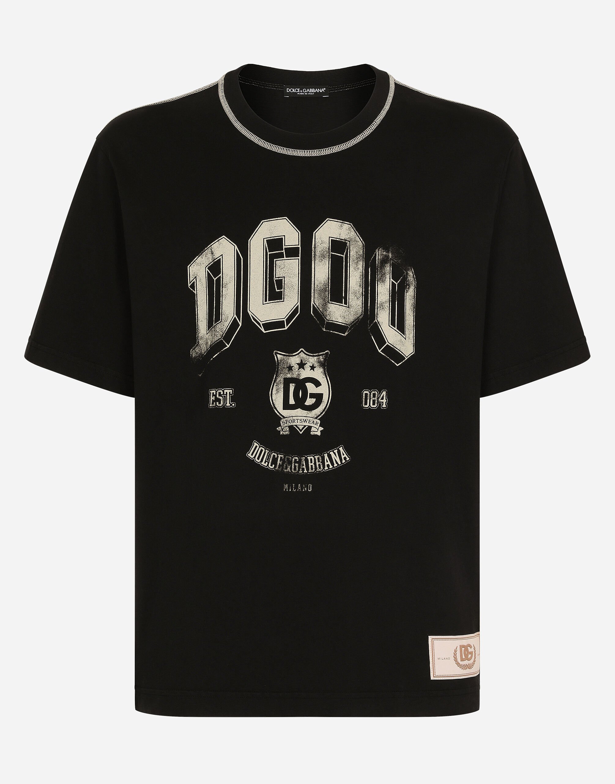 Dolce & Gabbana Cotton T-shirt with logo print Multicolor G8PN9TG7NPZ