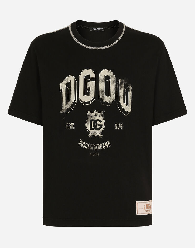 Dolce & Gabbana T-shirt en coton à imprimé logo Noir G8PN9TG7NWY