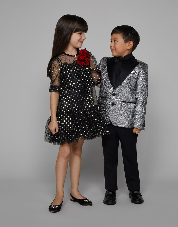 Dolce & Gabbana Abito in tulle ricamato in paillettes Nero L53DQ6G7K2Q