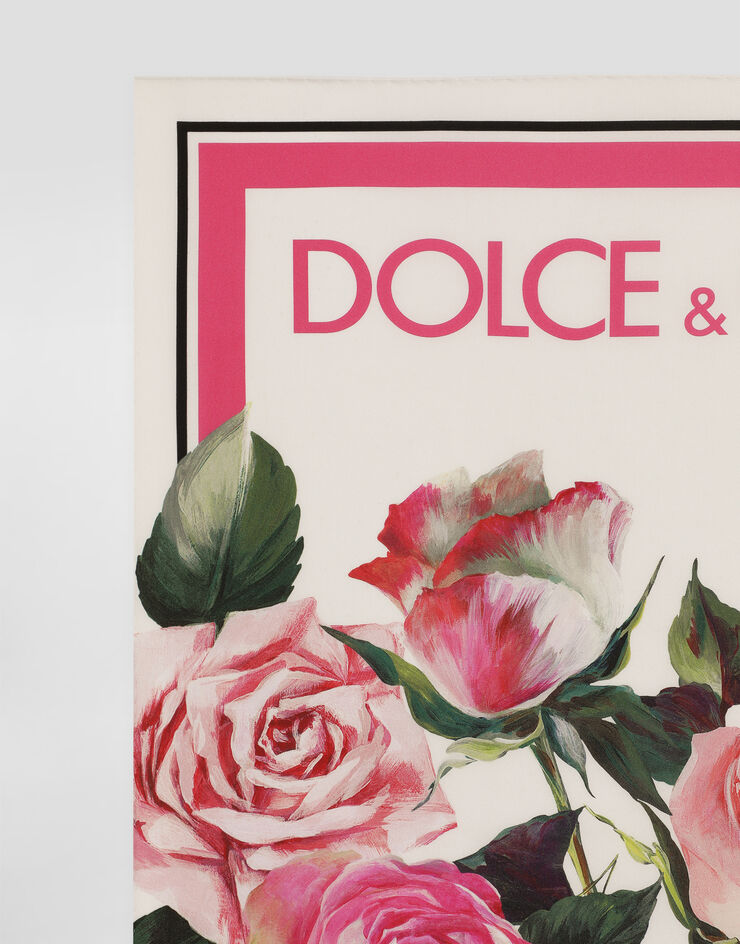 Dolce & Gabbana Foulard 70 x 70 en sergé de soie à imprimé roses Imprimé FN092RGDCUH