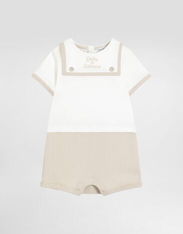 Dolce & Gabbana Interlock and piqué romper with embroidery Multicolor L1JOCBG7PTA