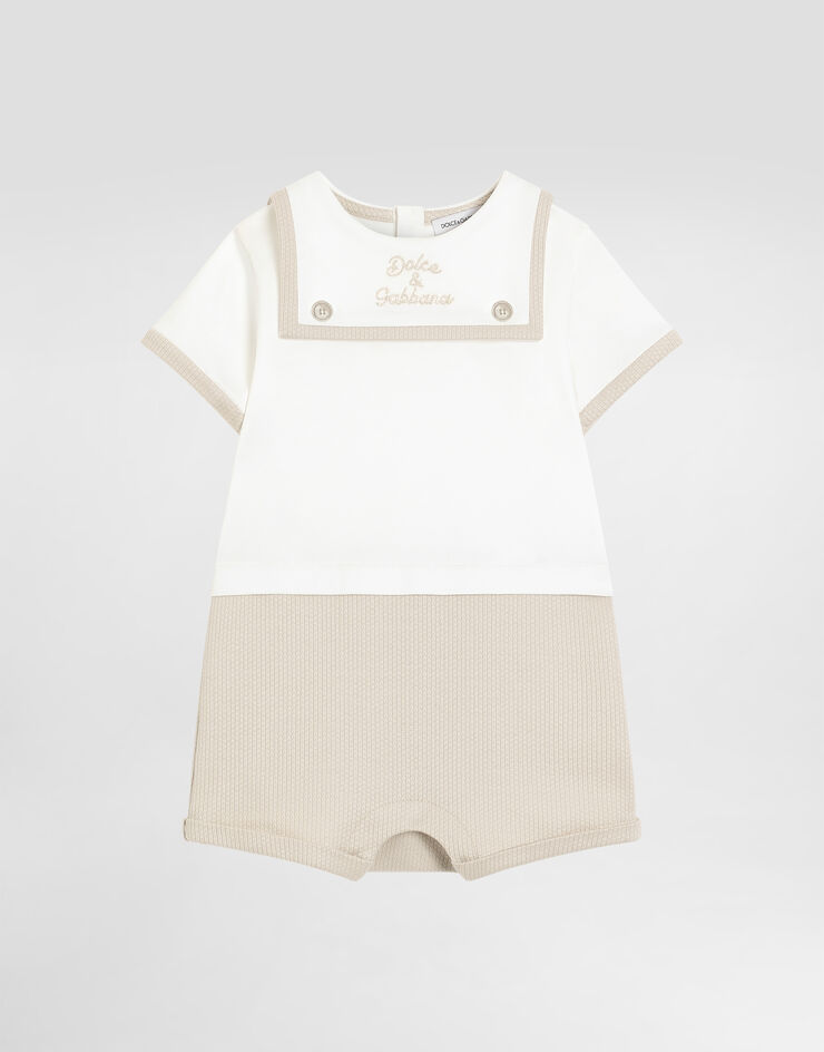 Dolce & Gabbana Interlock and piqué romper with embroidery Dolce & Gabbana Interlock and piqué romper with embroidery Multicolor L1JOCBG7PTA
