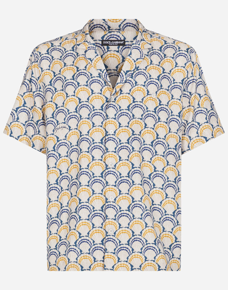 Dolce & Gabbana Cotton and silk hawaii shirt with scallop shell print CRÈME G5GX2THS5FY