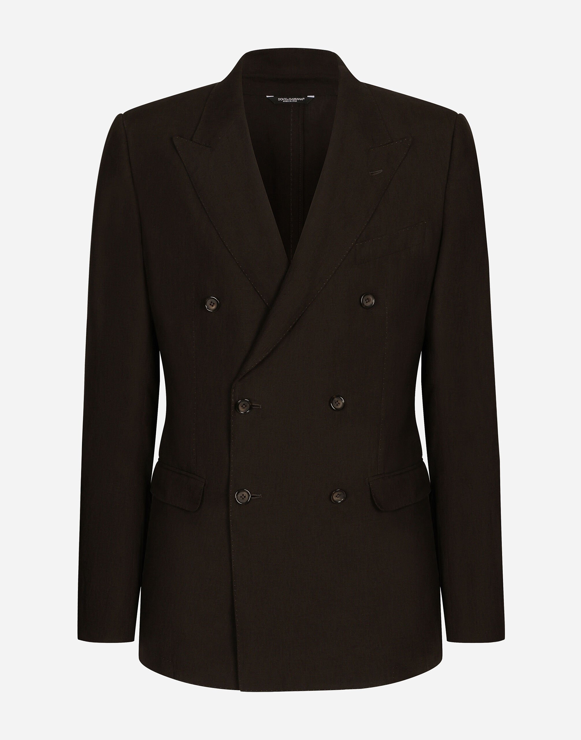 Veste croisee Taormina en lin en Marron pour homme Dolce Gabbana
