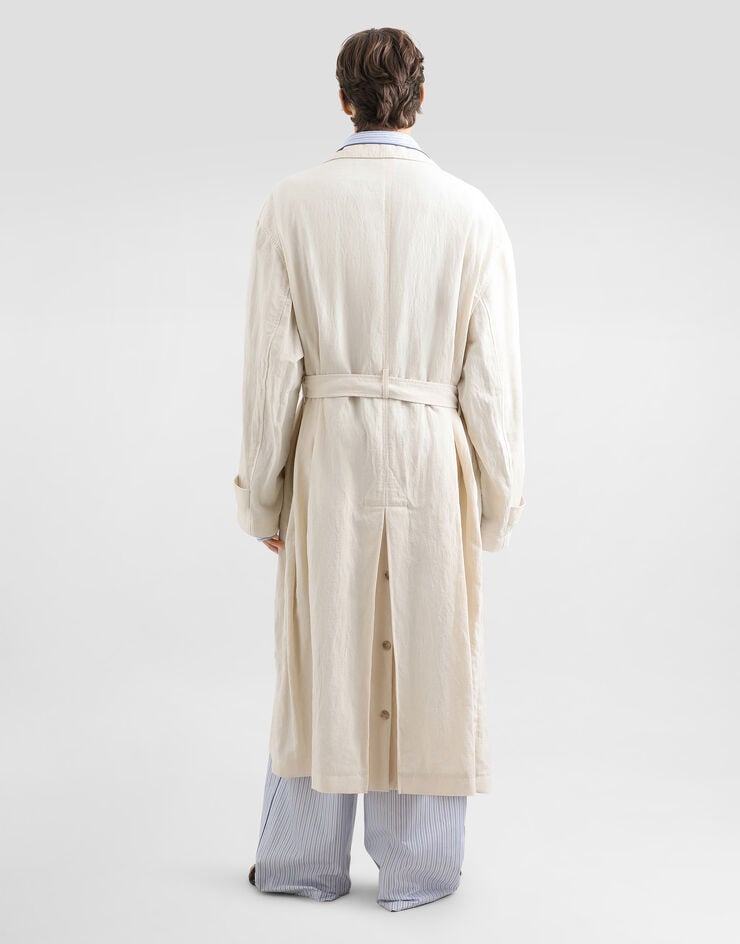 Dolce & Gabbana Cotton-linen trench coat with buttons White G058KTFUTDJ