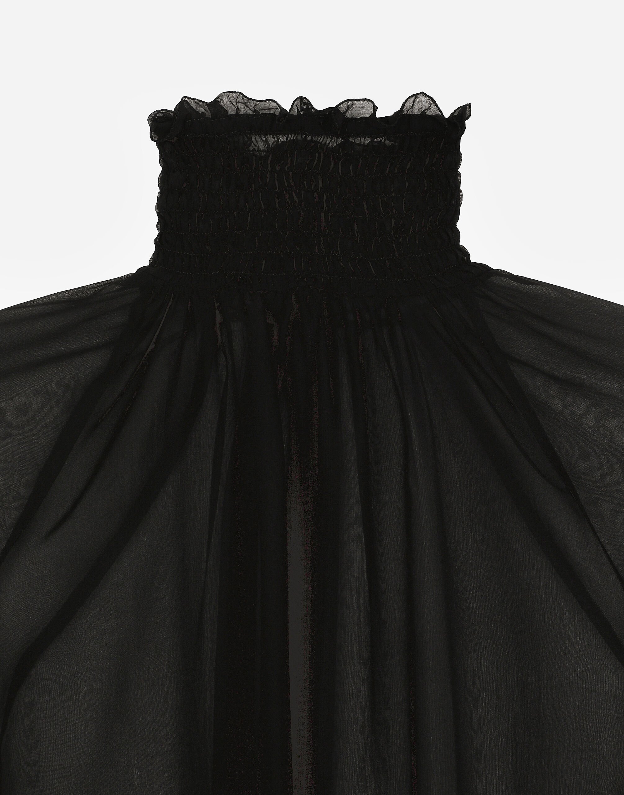 Marquisette sheath dress with polka-dot print and corset