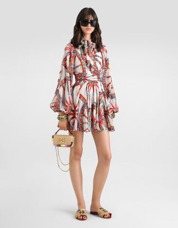 Dolce & Gabbana Carretto-print devoré twill dress Multicolor F619UTFSTB5