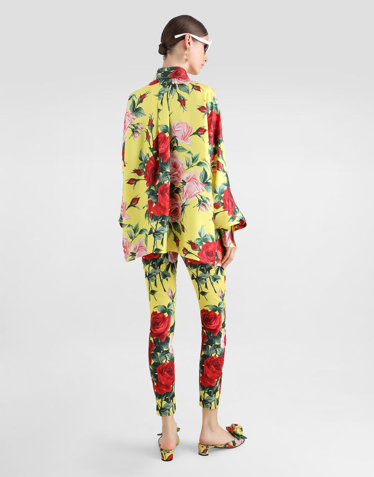 Dolce & Gabbana Camisa holgada de sarga de seda con estampado Bouquet Imprima F5T22TIS1XH