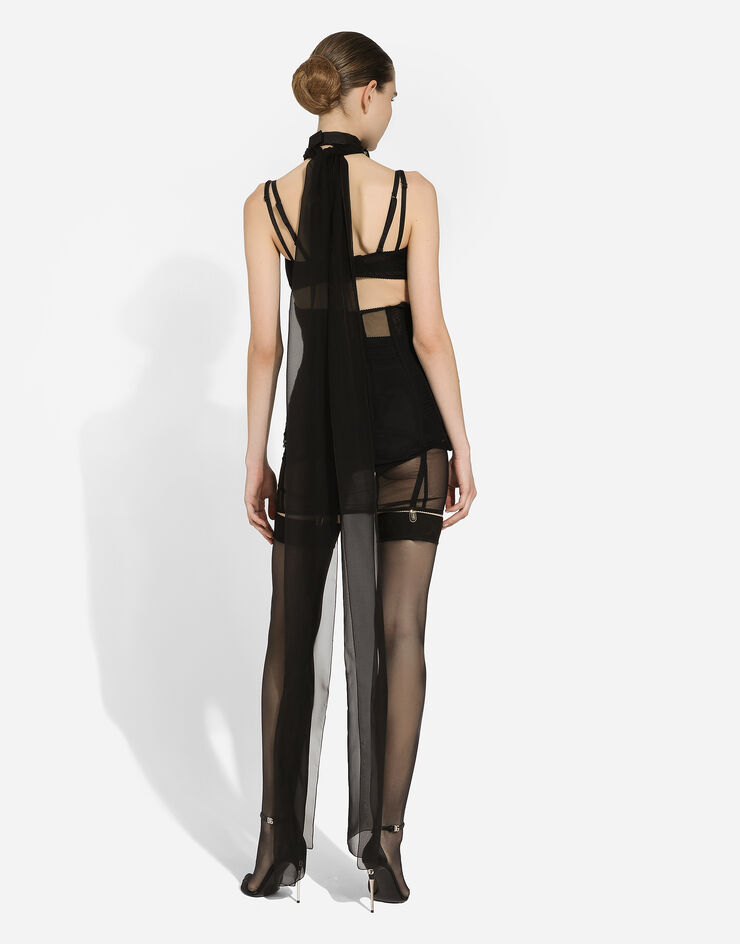 Dolce & Gabbana Tulle minidress with corset details 블랙 F6JAZTFLRDA