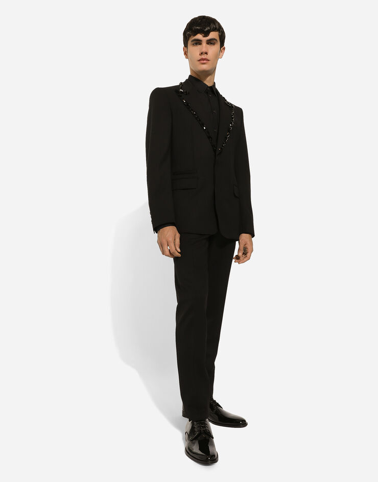 Dolce & Gabbana タキシードジャケット シチリアフィット シングルブレスト ラインストーン ブラック G2RQ2ZFUBE7