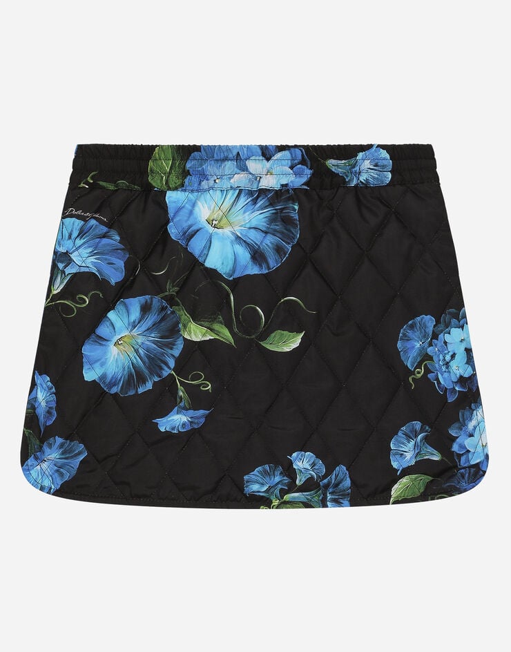 Dolce & Gabbana Short nylon skirt with bluebell print プリ L5JIA3ISMGV