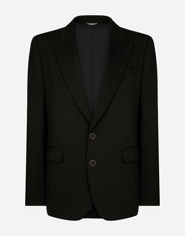 Dolce & Gabbana Chaqueta de botonadura sencilla de gabardina técnica Negro G2TV4TFURNV