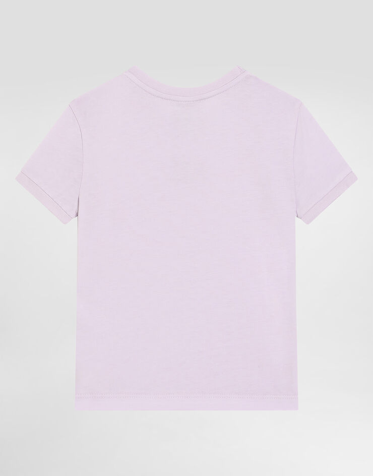 Dolce & Gabbana Jersey T-shirt with logo tag Lilac L5JTMOG7NYU