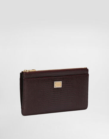 Dolce & Gabbana Iguana-print leather card holder Bordeaux BI1265A1095