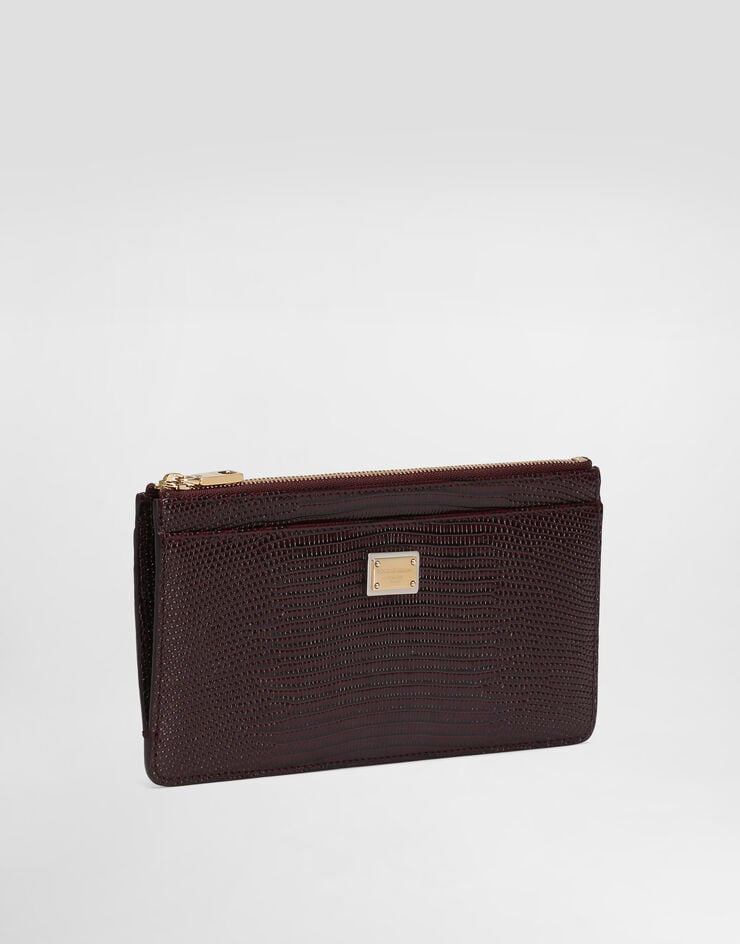 Dolce & Gabbana Iguana-print leather card holder Bordeaux BI1265A1095