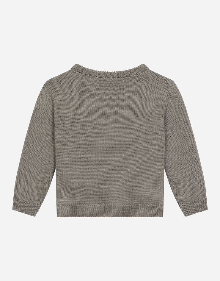 Dolce & Gabbana Knit pullover with logo tag Grey L1KWC5JCVU9