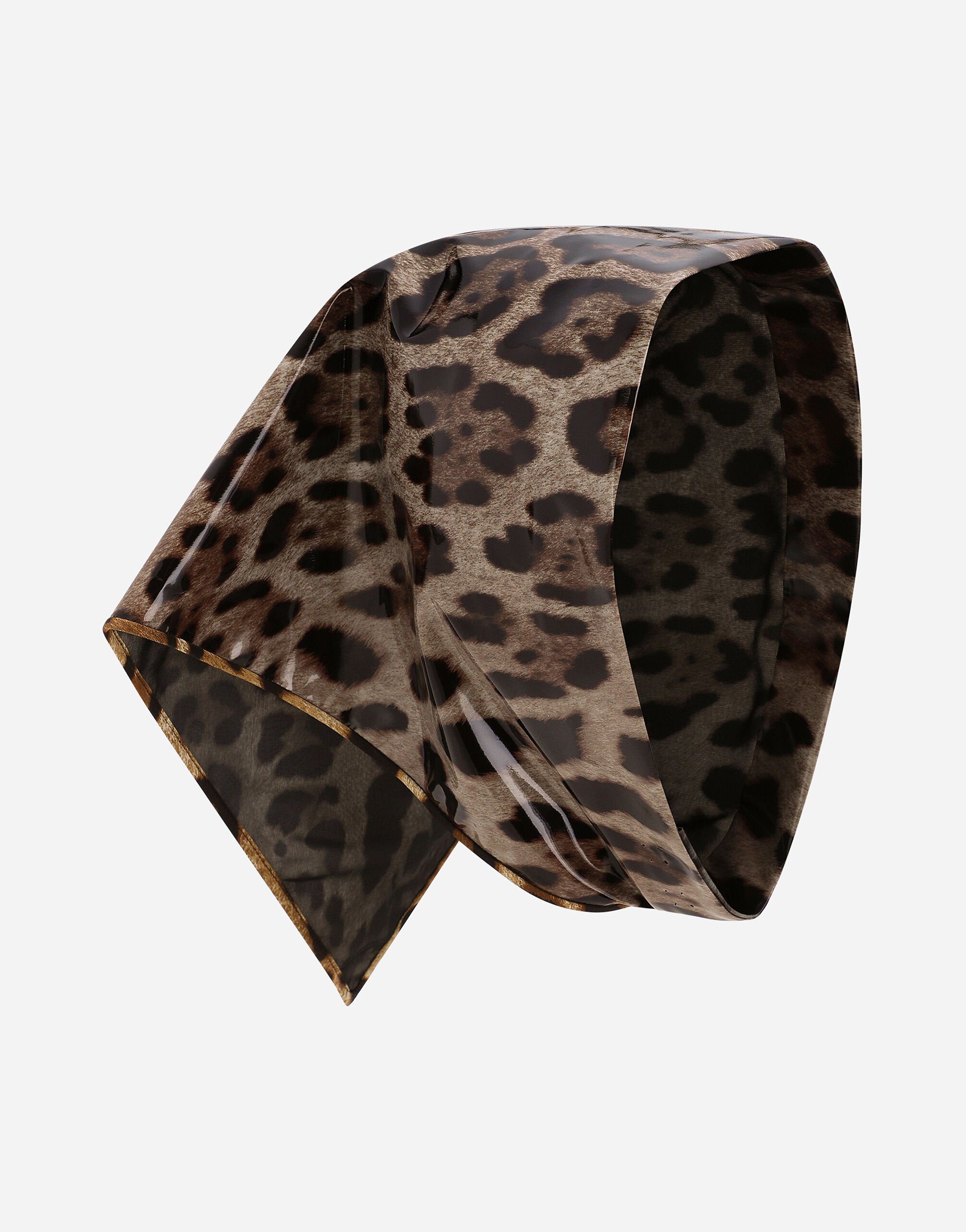 Dolce & Gabbana حجاب مثلثي ساتان مطلي بطبعة فهد أسود FH652AFU2XJ