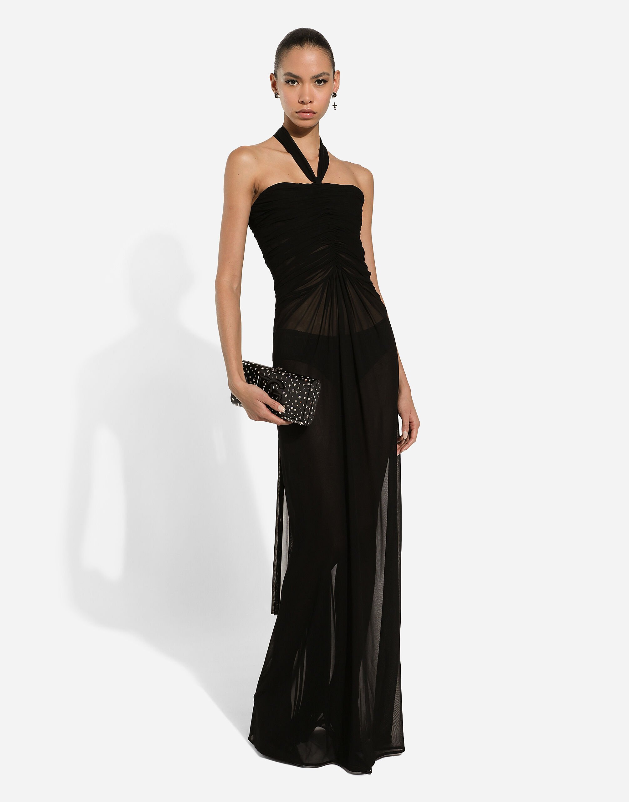 Robe longue en organsin leger en Noir pour femme Dolce Gabbana