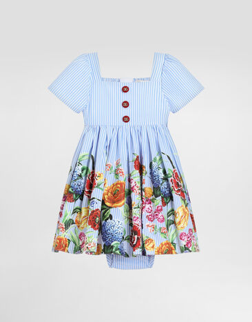 Dolce & Gabbana Striped poplin dress with floral print Print L24DG6FI5K7