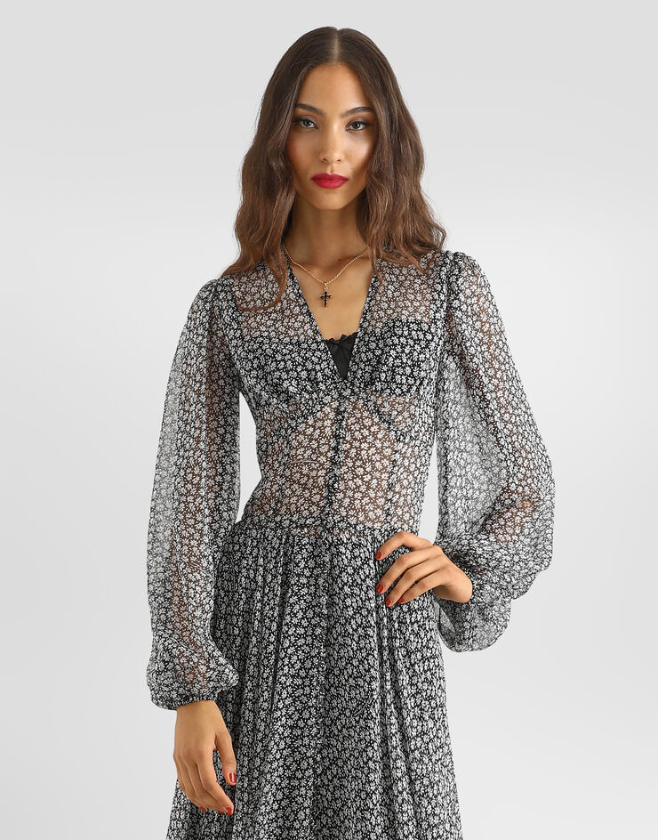 Dolce & Gabbana Daisy-print chiffon dress Dolce & Gabbana Daisy-print chiffon dress Multicolor F632STIS165