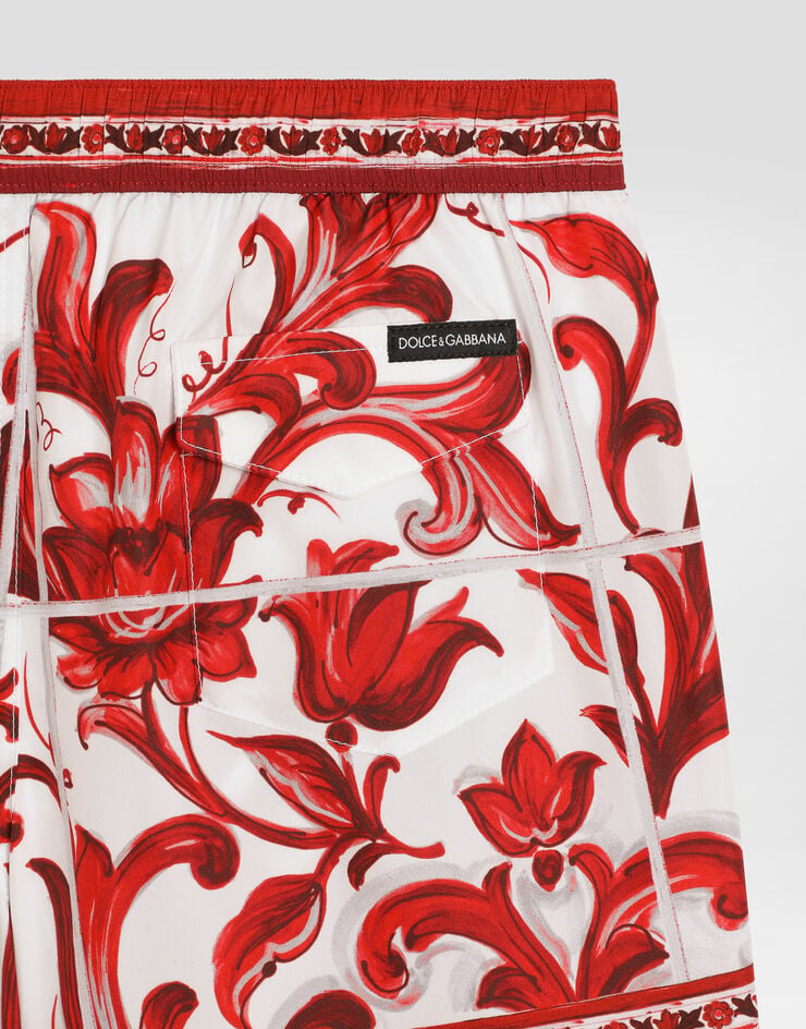 Dolce & Gabbana Boxer de bain en nylon à imprimé majolique Multicolor L4J850ON0I3