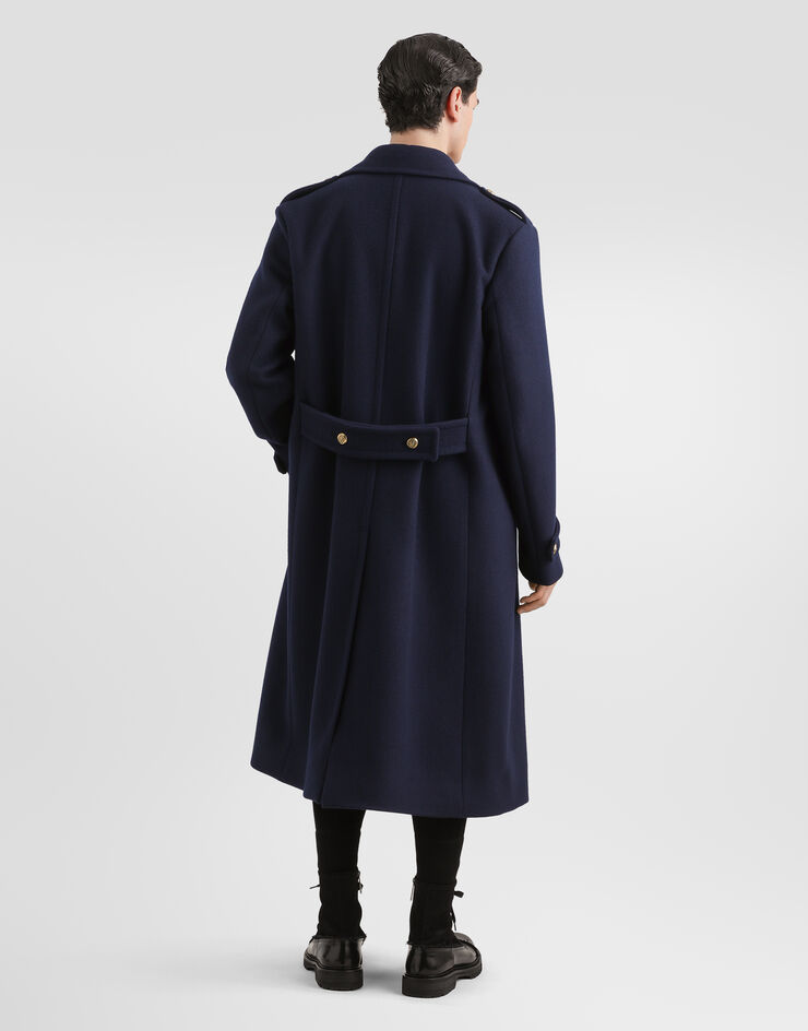 Dolce & Gabbana معطف مزدوج الصدر من صوف Blue G058MTHU2DA