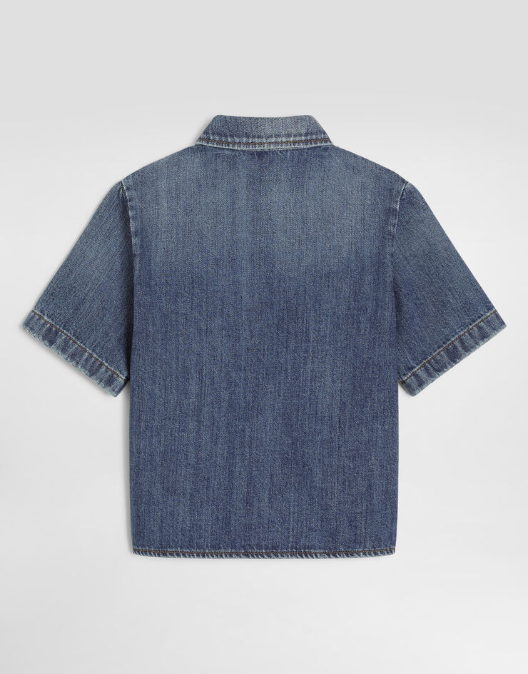 Dolce & Gabbana Denim shirt with logo Blue L45S05LDE06