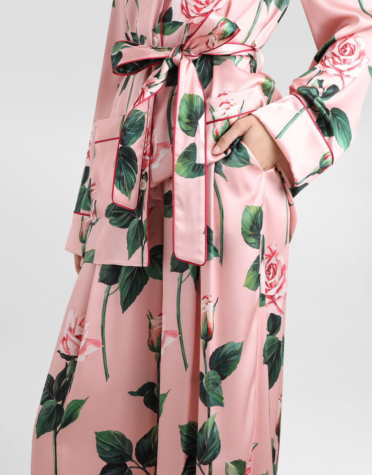 Dolce & Gabbana Silk pajama pants with rose print Print FTCISTFSA7D