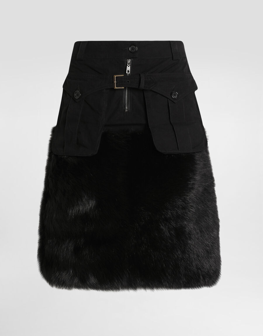 Midi skirt with fur