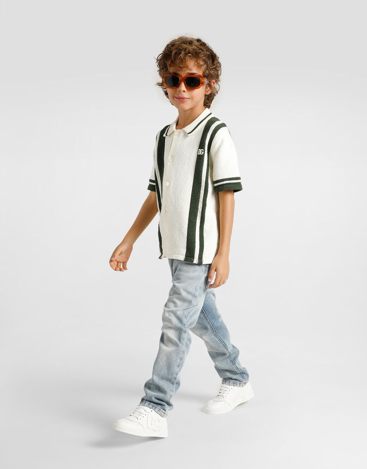 Dolce & Gabbana Knitted shirt with intarsia Multicolor L4KWG9JGMFD