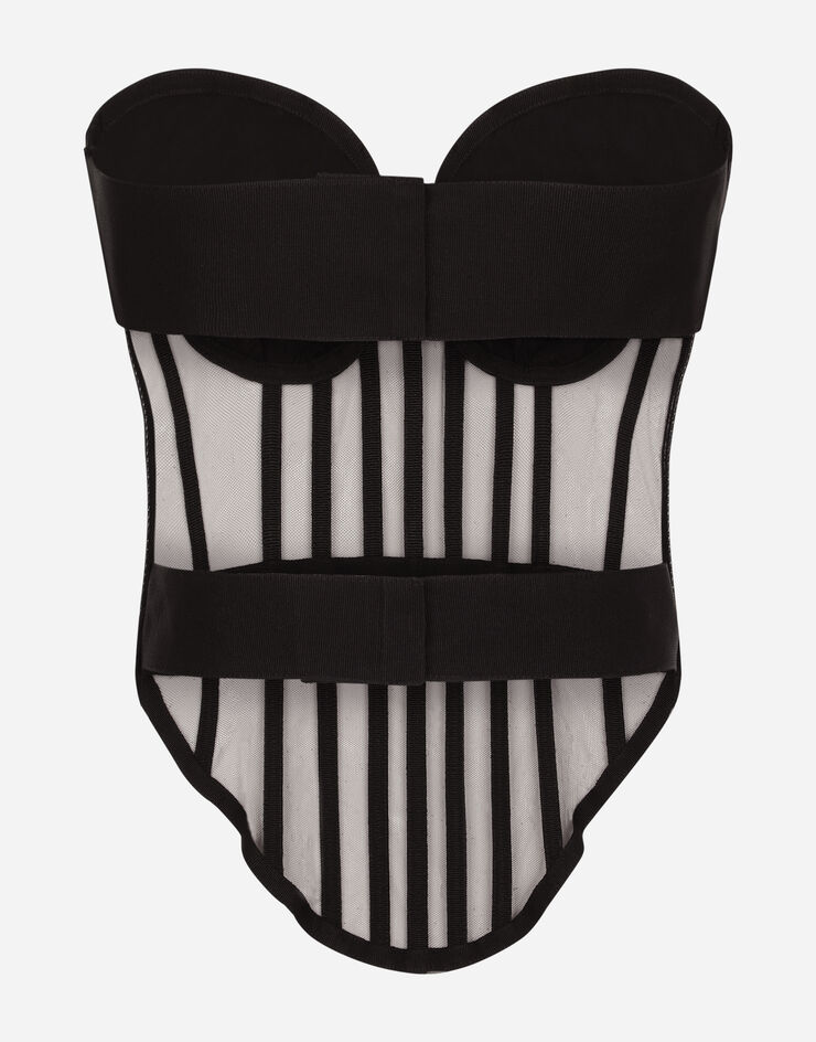 Dolce & Gabbana KIM DOLCE&GABBANA Tulle corset with boning and molded cups Black F777LTFLMFB