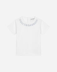 Dolce & Gabbana Jersey T-shirt with Dolce&Gabbana logo Azul Claro L1JWITG7L0X