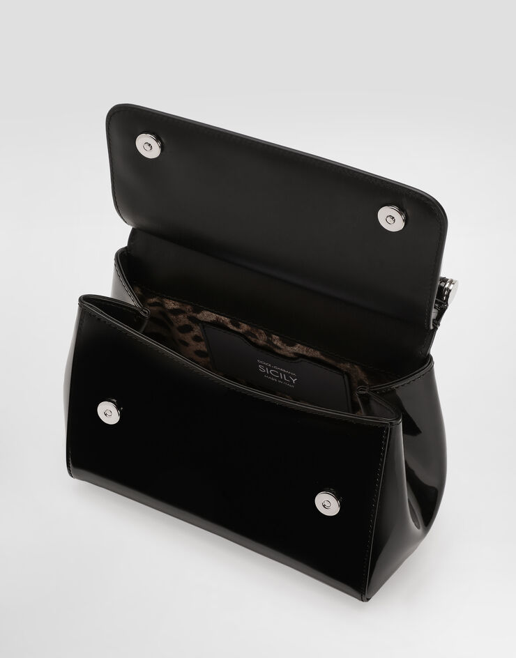 Dolce & Gabbana Small Sicily handbag in polished calfskin Black BB6003AI413
