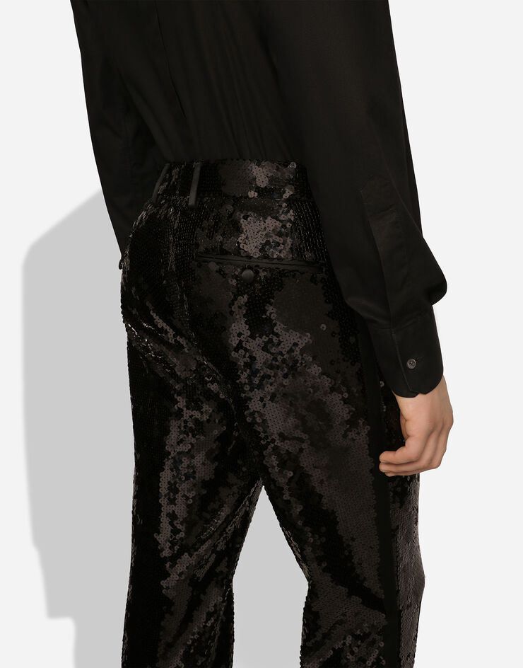 Dolce&Gabbana Sequined single-breasted Sicilia-fit tuxedo suit Black GKOSMTFLSEP