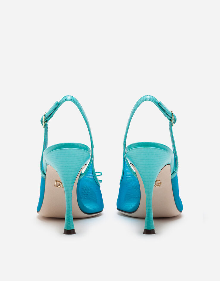 Dolce & Gabbana Sling back shoes in iguana print leather and mesh TURCHESE CG0400AX047