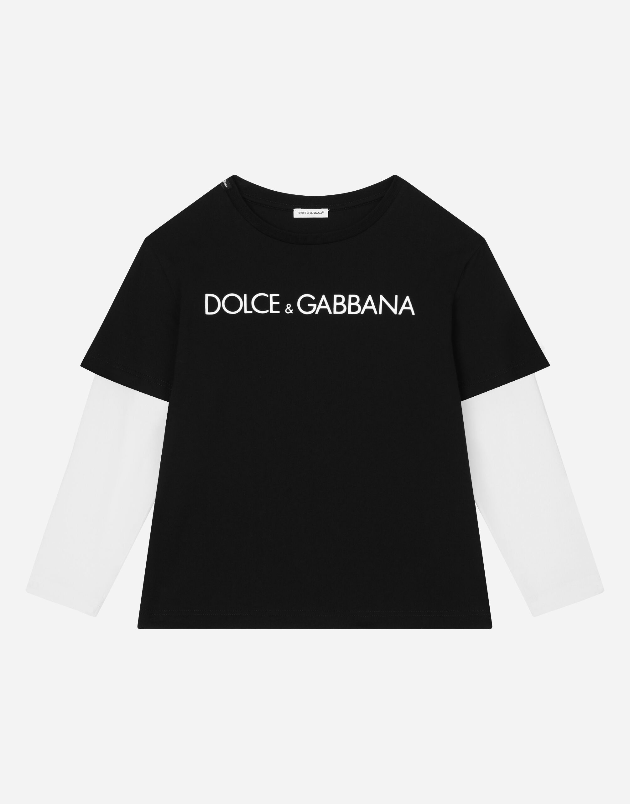 Dolce & Gabbana ブラック ロングスリーブ Tシャツ マルチカラーのボーイズ Tシャツ ロングスリーブ ジャージー