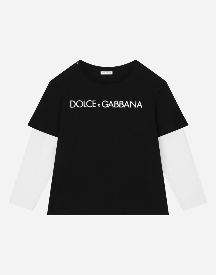 Dolce & Gabbana Long-sleeved jersey T-shirt with logo print Multicolor L4JTCYG7KK1
