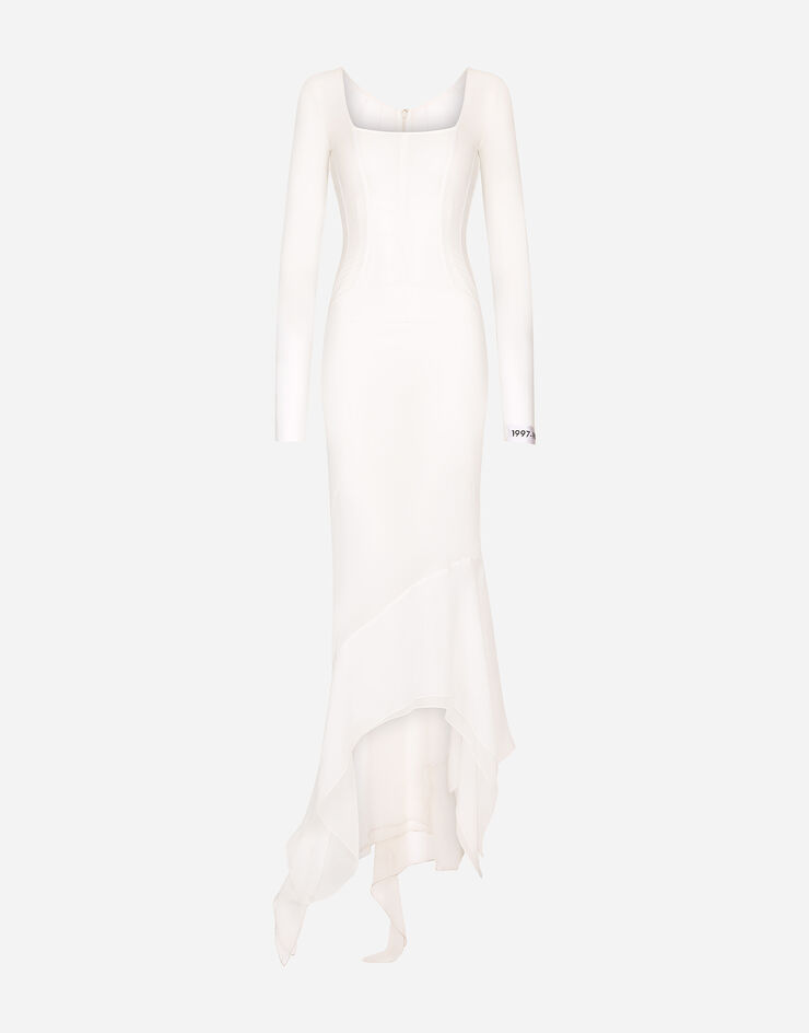 Dolce & Gabbana KIM DOLCE&GABBANA Langes Kleid aus Georgette mit Korsett-Details Weiss F6BFBTFUAA1