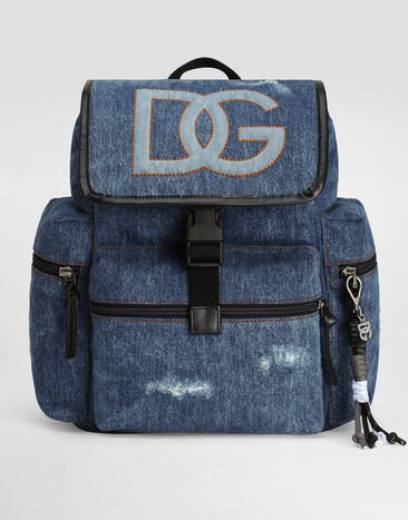 Dolce & Gabbana Denim backpack with DG logo Purple LB3L54FMTAC