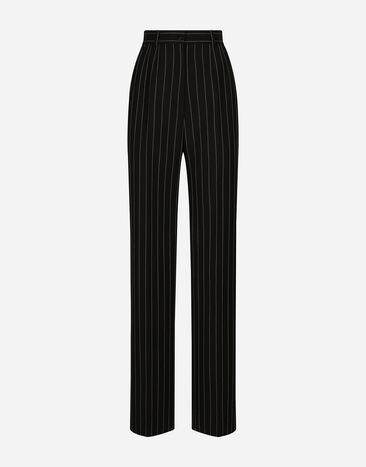 Dolce & Gabbana Pantaloni flare in gessato di lana Nero F29XTTFUWD6