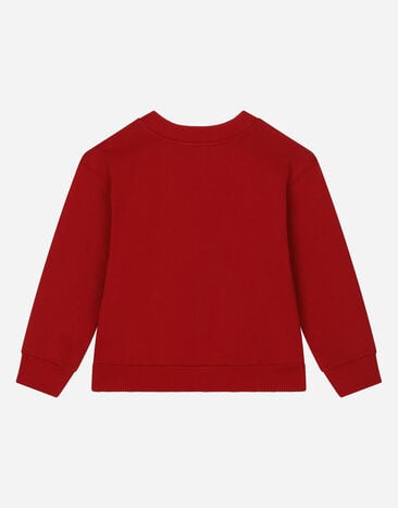 Dolce & Gabbana Jersey round-neck sweatshirt with DG Milano embroidery Red L4JWDOG7E5R