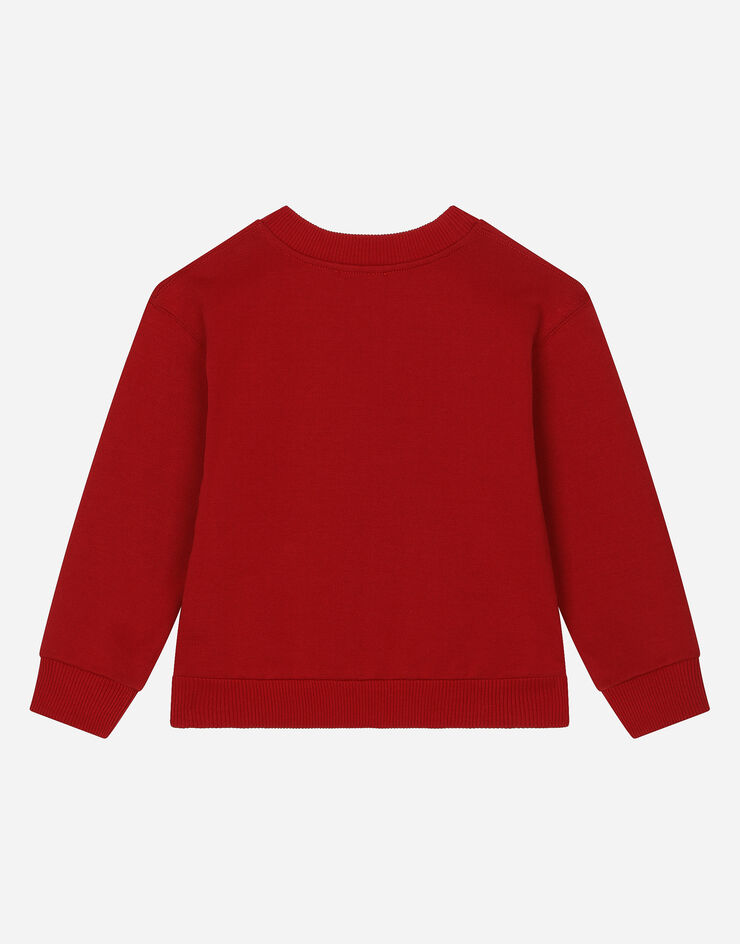 Dolce & Gabbana Jersey round-neck sweatshirt with DG Milano embroidery Red L4JWDOG7E5R