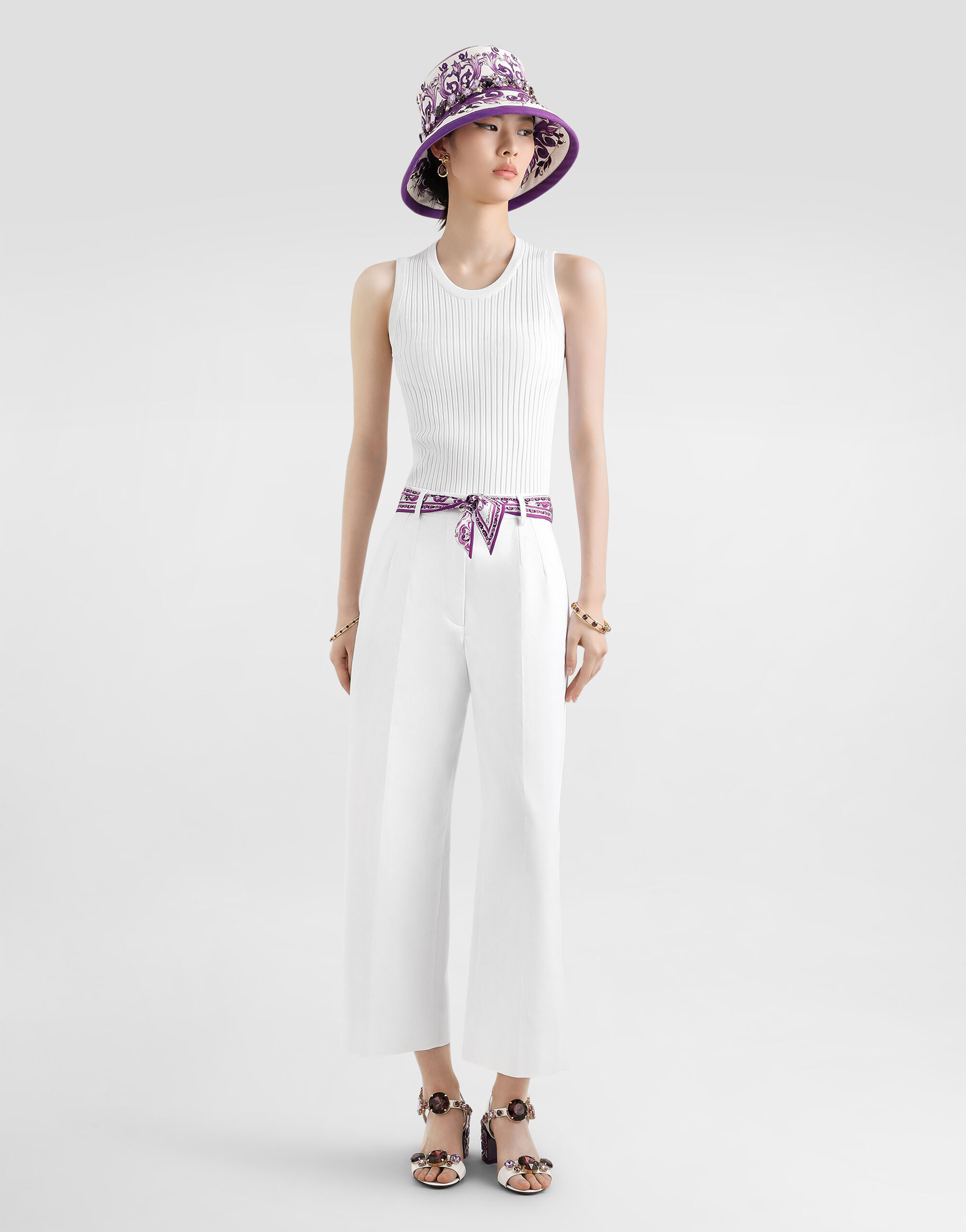 Viscose tank top in White for Women | Dolce&Gabbana® US