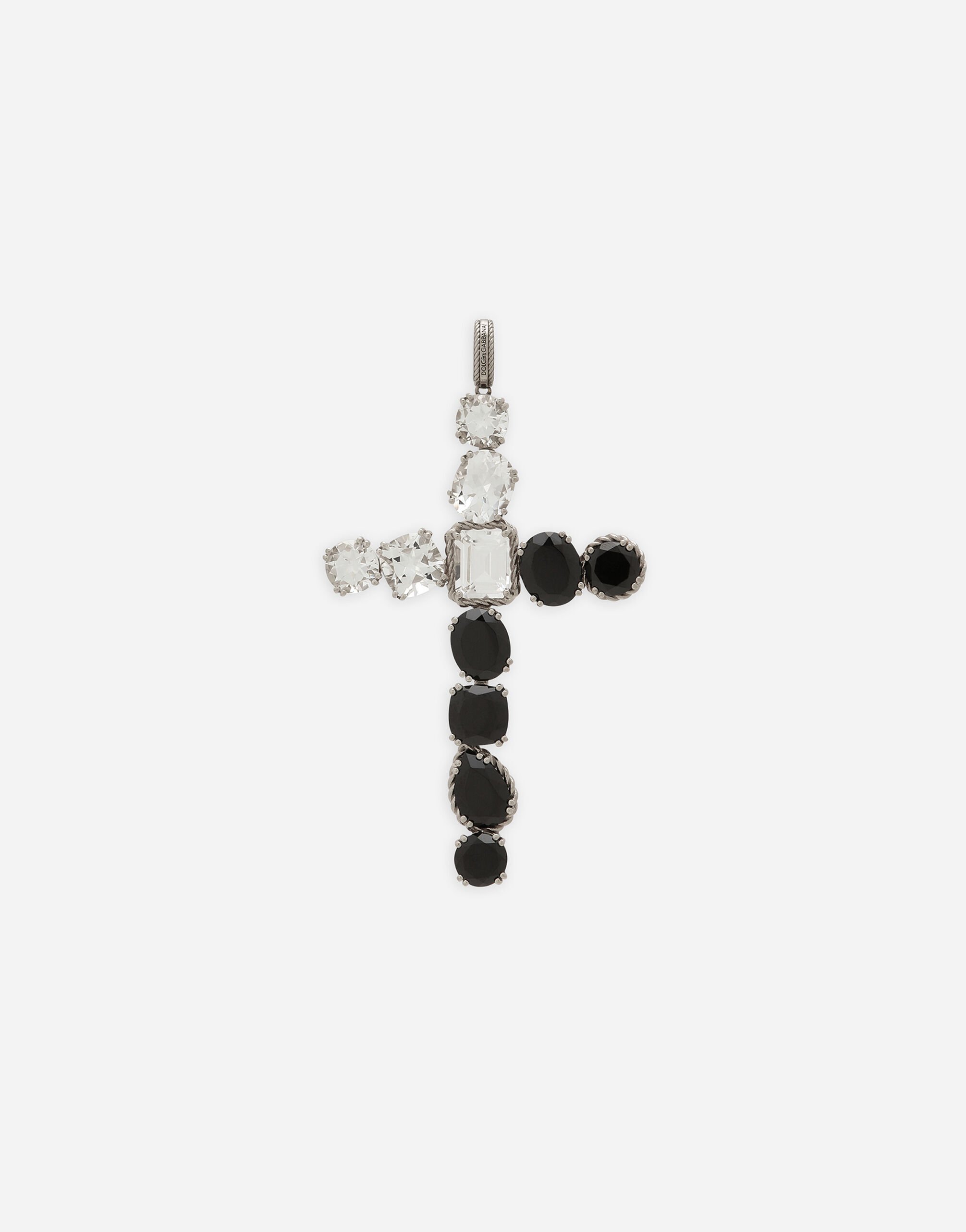 Dolce & Gabbana 18k white gold Anna charm with colorless topazes and black spinels White WAQA3GWTOLB