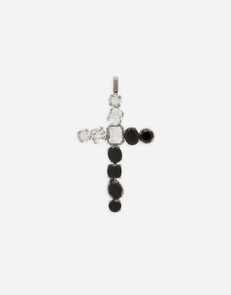 Dolce & Gabbana 18k white gold Anna charm with colorless topazes and black spinels White WAQA3GWTSQS