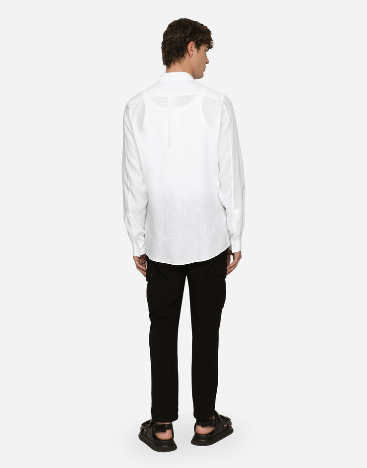 Dolce & Gabbana Camisa Martini de lino con DG Hardware Blanco G5KC5TFU4IK