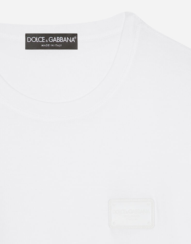 Dolce & Gabbana Baumwoll-T-Shirt mit Logoplakette Mehrfarbig G8PN9TG7NTW