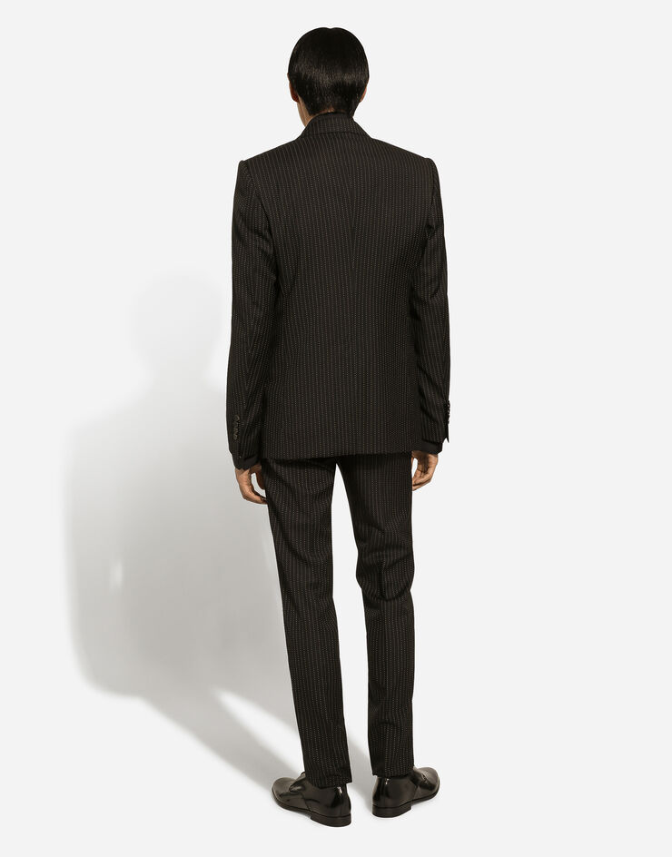 Dolce & Gabbana Однобортный пиджак Sicilia из шерсти в меловую полоску черный G2QU6TFR2VB