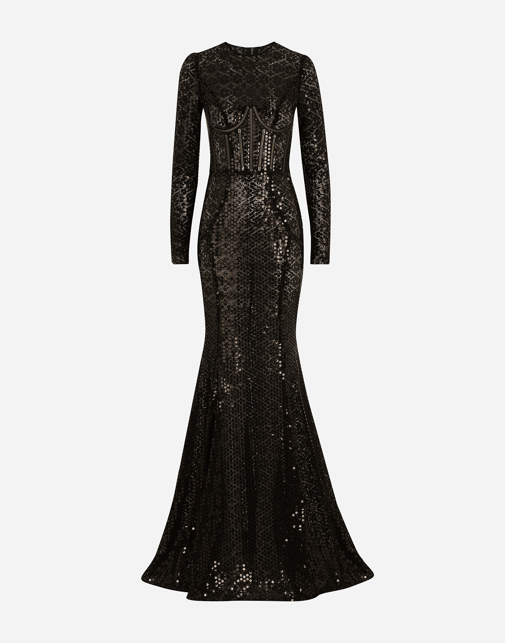 Long sequined mermaid dress in Black for Dolce Gabbana US